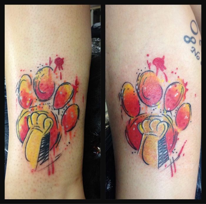 Watercolor paw print tattoos by Sonia
